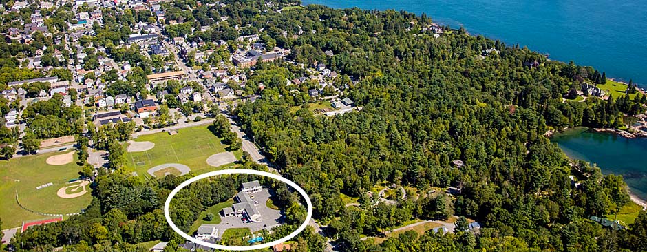 Aerial View of Cromwell Harbor Motel in Bar Harbor